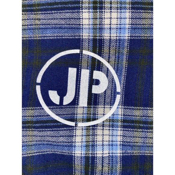 Backpacker J.P. TYLER,TEXAS 2013 Flannel Blue Plaid Long Sleeve Shirt  Medium - Picture 8 of 16